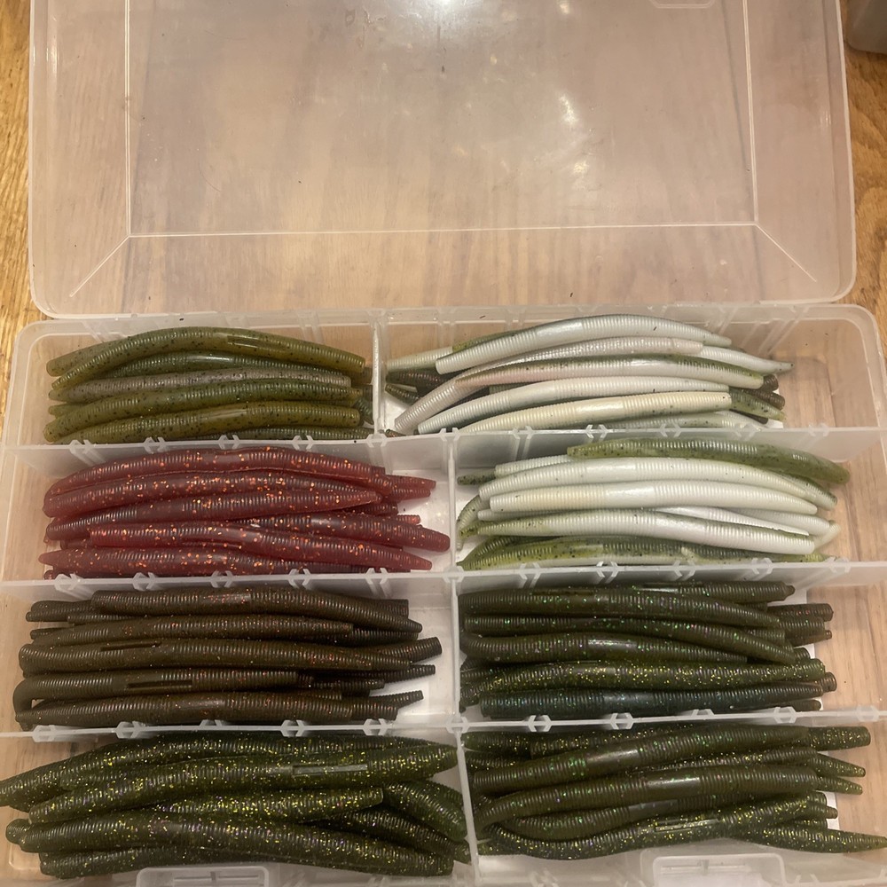 Plano Worm Storage Box With Over 120 Assorted Sanko Worms 5.25” Var. Of Colors