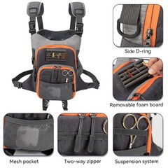 1 PCS Fly Fishing Chest Pack Lightweight Tackle Bag Work Station Backpack