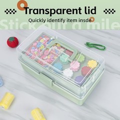 12.5in 3-Layer Multipurpose Craft Organizers and Storage with Large Haze Green