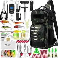 413-85Pcs Fishing Lures Kit Complete 3-Layer Tackle Box Set with Hooks, Weigh