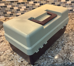 Plano 3300 Three Tray Fishing Tackle Box Tan & Burgundy
