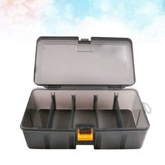 1Pcs Large Capacity Reusable Fishing Lure Box Grey PP Plastic Double Layer