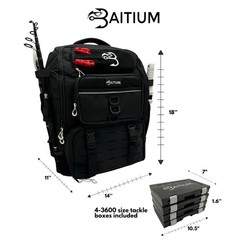 Fishing Backpack, Fishing Tackle Backpack With Rod Holders, 40L Tackle Bag With