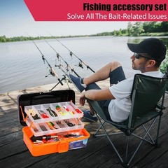 All-in-One 3-Layer Tackle Box with 423 Fishing Accessories for All Waters