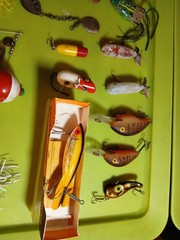 Old Pal 1090 Box With Fishing Tackle Bomber Strike King Gamakatsu Johnson +more