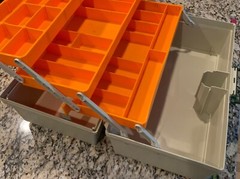 Rebel 600 Hard Plastic 3 Tray Fishing Tackle Box Vintage Rare Beige Orange Trays