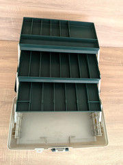 PLANO Model 3300 – 3 Tray 3 Tier Fishing Bait Tackle Box Green Gray – VTG Clean