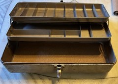 Vintage Union Steel Chest Tackle Tool Box Corp 19x7x8 In. Made In Leroy, NY