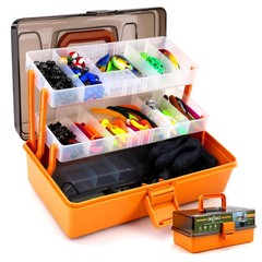 Large 3-Layer Fishing Tackle Box with 417 Pcs Lures Kit, Gloves & 2-Sided Box –