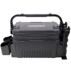 Dual layer Fishing Tackle BoxTackle w/2 Rod Holder 2 Cup Holder 1 Carring Strap