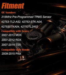 Pre-Programmed TPMS Sensor Tire Pressure Monitoring Sensor 42753-TL2-A52 fit …