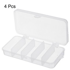 4pcs Fishing Tackle Box, 5-Grid Fish Bait Hooks Accessory Storage Case, Clear