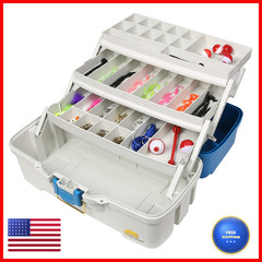 Plano Ready-Set-Fish 3-Tray Tackle Tackle Aqua Blue/Tan One Size 620310