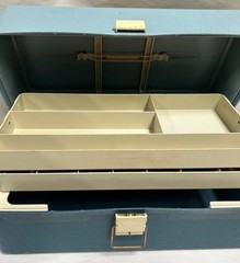 Vintage PLANO 7200 Series Blue Fishing Tackle Box Tool 2 Tier Tray Storage (A15)