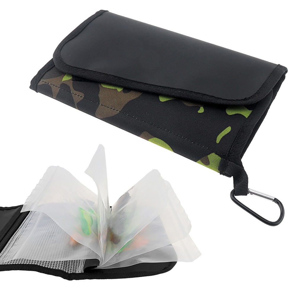 6-Pocket Nylon Soft Bait Bag, Portable Fishing Lure Pouch, New US Stock