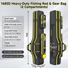 Fishing Rod Case 51in Double-Layer 1680D Heavyweight Oxford Fishing Pole Case…