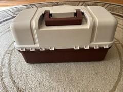 Plano 6133 Fishing Tackle Box 3-Tray Fold-Out Brown Tan Used 🔥
