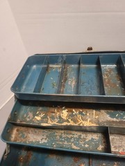 Vintage Union Steel Chest Two Trays Tackle Box Teal Blue