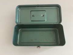 Vintage Old Fishing Tackle Box Metal Green Steel