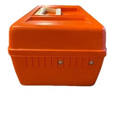 Vintage Old Pal Fishing Tackle Box Model 1040 White & Orange *STAINED*