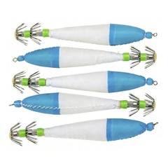 5pcs Glow in the Dark Squid Jig Lures For For Deep Sea Fishing Blue and White