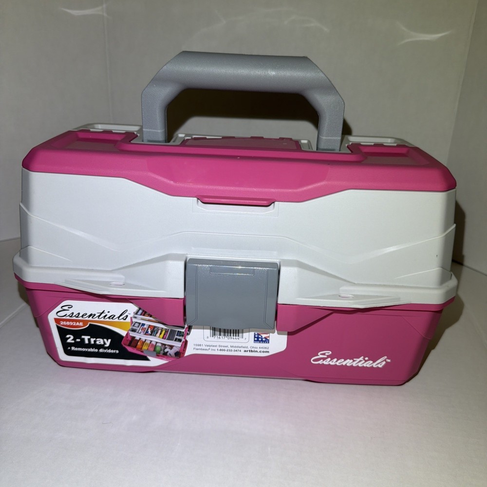 Essentials 2-Tray Fishing Tackle Box Removable Dividers Organizer Made In USA