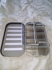Top Quality metal Aluminum grey Satin 10 Compartment Fly Box with Slit Foam
