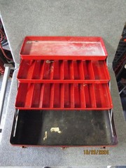Vintage Red Fishing Tackle Box 17″x 8″x7-1/2″