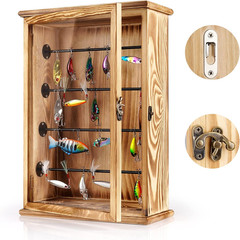 Fishing Lures Storage Display Case Wall Cabinet Tackle Box Organizer Fishing Gif