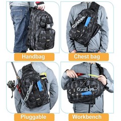 Waterproof Fishing Backpack Sling Tackle Bag Rod Holder Gear Storage Case