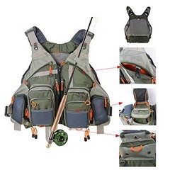Fly Fishing Vest Pack Adjustable for Men and Women Army Green