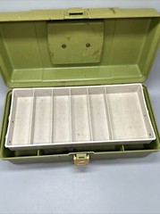 Plano 5410 Green Beige Tackle Box Storage Crafts Tools Vintage With Tray
