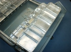 1950’s~JC Higgins~4 Tray Aluminum Tackle Box~ Orig. Embossed Flying Fish Logo