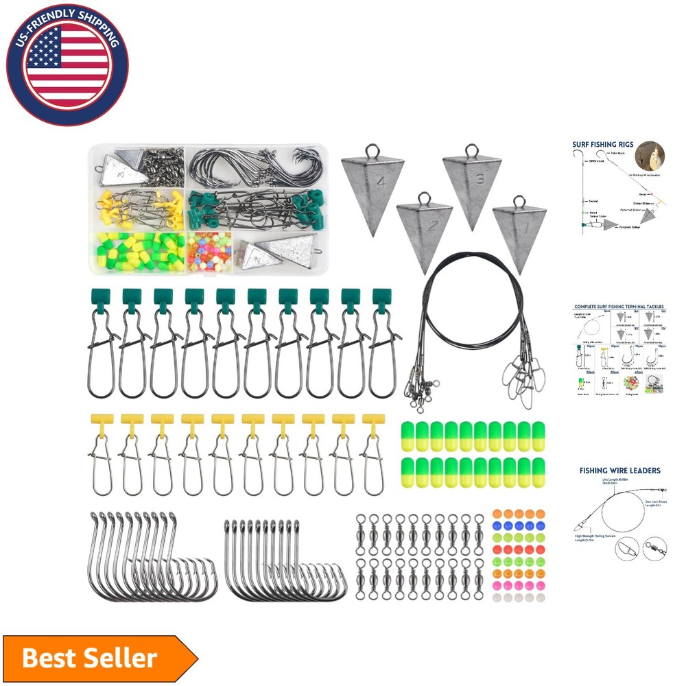 All-in-One 129pc Surf Fishing Kit – Easy Carry Tackle Box & Accessories