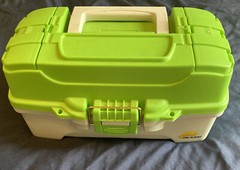 Plano Synergy Tackle Box w/ Dual Top Access 6210 Lime Green/Grey Hooks & Lures