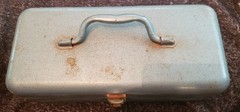 Vintage Blue Metal My Buddy 242 Fishing Tackle Box, Approximately 13.5×5.5×4.5
