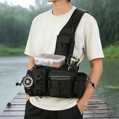 Black Fishing Tackle Backpack, Fishing Crossbody Bag, Fishing Tackle Organizer