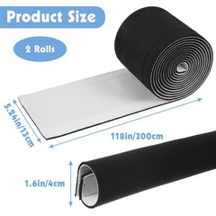 2 Rolls Extra Long Trolling Motor Cable Sleeve, 118″ × 5.24″, black