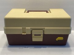 Plano 3300 Three Tray Fishing Tackle Box Tan & Purple Very Nice