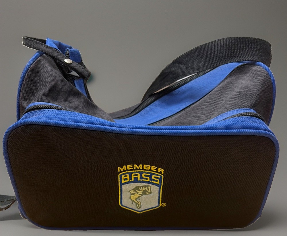 Bass Masters Member Blue Soft Canvas Zip Bag Tackle Box W/ LOT OF BAITS