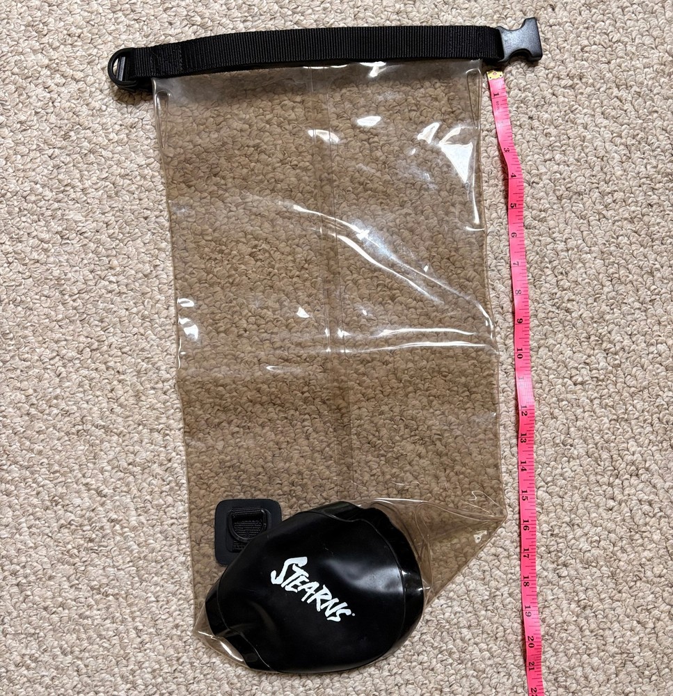 Stearns Dry Bag, clear plastic with closure-snap, for fishing or hiking gear