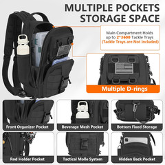 Fishing Backpack Tackle Sling Bag Lightweight Water-Resistant Gear Pack