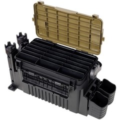 Dual-layer Fishing Tackle Box Large Storage Fishing Box W/ Rod Holde &Cup Holder