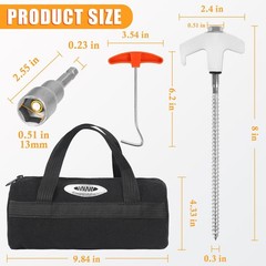 10 Pcs 8″ Heavy Duty Drill Tent Stakes with Storage Bag, Glow-in-The-Dark Gro…