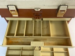 Vintage Plano 757 Fishing Tackle Box Top Storage With 4 Drawers Made In USA