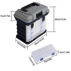 Fishing Tackle Box Kit, Portable 4 Layers Fishing Accessory Blue inner buckle