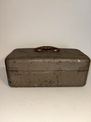 Vintage Union Steel Chest Watertite Metal Tackle Box Red Handle USA
