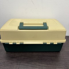Plano Tackle Box Green Tan Vintage 4100 1980’s Storage Case Made USA 1 Tray