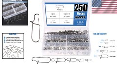 Strong Stainless Steel Fishing Connector Snaps – 250 Count with Assorted Sizes