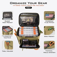 KastKing Karryall Tackle Bags Fishing With 4 * 3600 /3700 Tackle Trays Storage